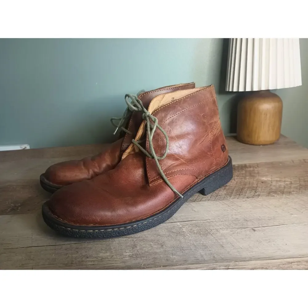 Born Harrison Leather Chukka Boots Mens 10 Oxford Lace Up Cognac Heritage
